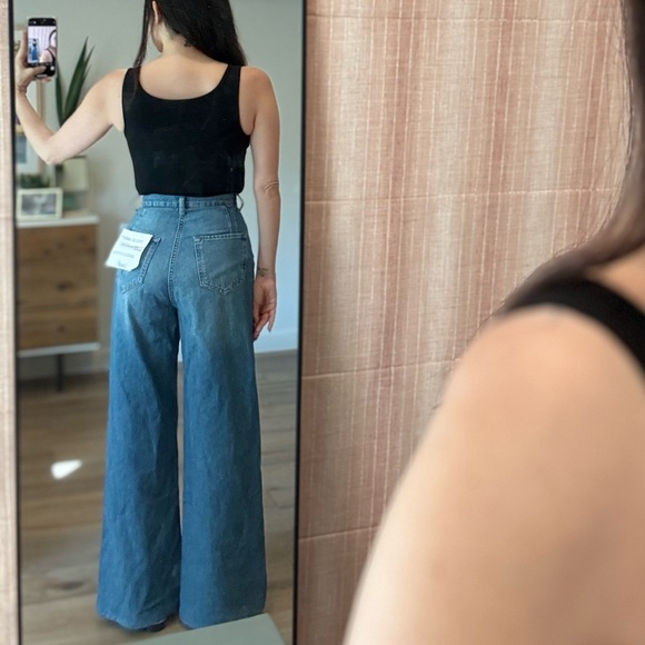 Triarchy Ms Onassis V-Rise Wide-leg Jeans Size 25, Medium indigo Wash - Picture 7 of 14